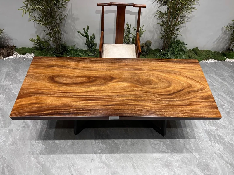 Verve Straight Cut Single Wood Slab Tables