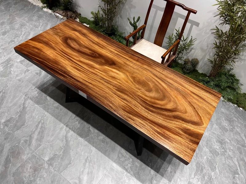 Verve Straight Cut Single Wood Slab Tables