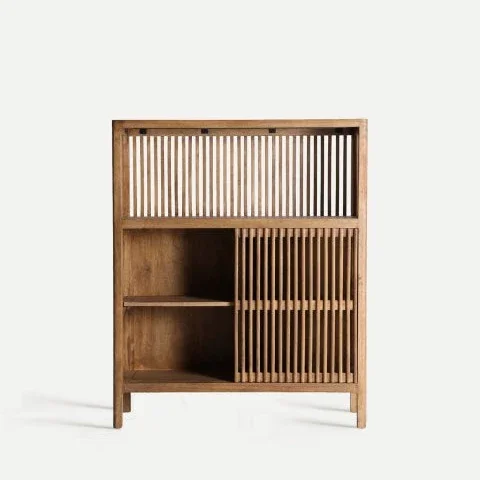 Armario de madera de mango marrón 109×36×130 cm – contemporáneo – GRID TREVOUX