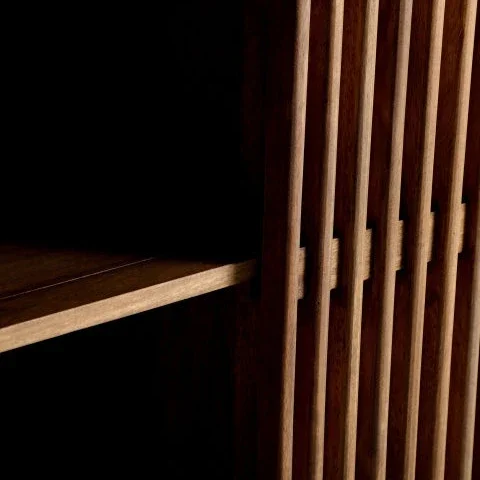 Armario de madera de mango marrón 109×36×130 cm – contemporáneo – GRID TREVOUX