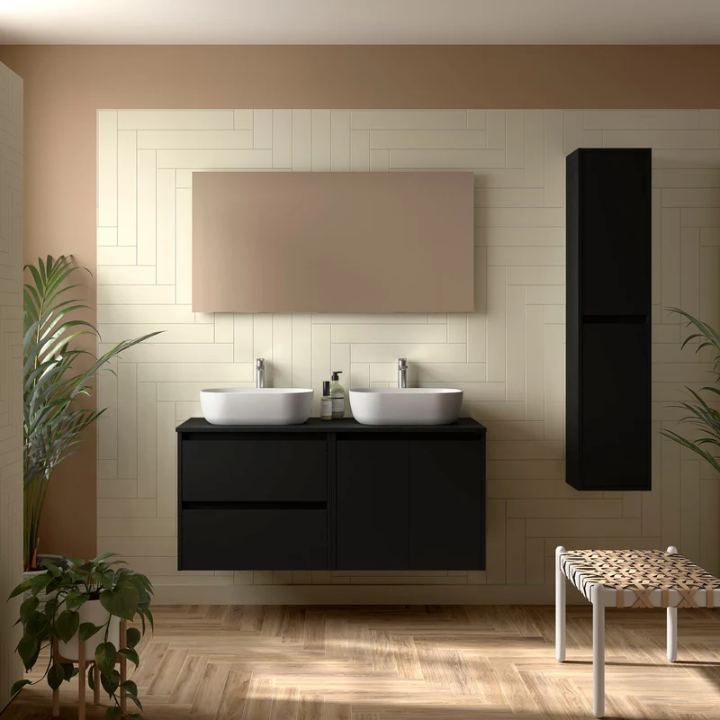 Mueble Baño NOJA 120/140cm 2 Puertas + 2 Cajones + Encimera | Almacenaje Máximo | 10 Acabados Premium