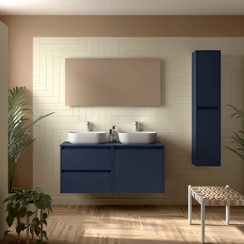 Mueble Baño NOJA 120/140cm 2 Puertas + 2 Cajones + Encimera | Almacenaje Máximo | 10 Acabados Premium