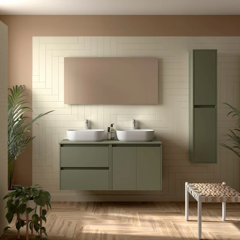 Mueble Baño NOJA 120/140cm 2 Puertas + 2 Cajones + Encimera | Almacenaje Máximo | 10 Acabados Premium