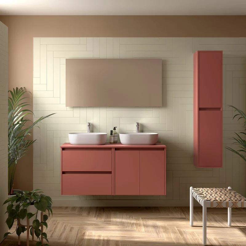 Mueble Baño NOJA 120/140cm 2 Puertas + 2 Cajones + Encimera | Almacenaje Máximo | 10 Acabados Premium
