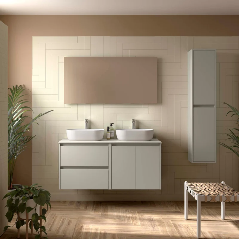 Mueble Baño NOJA 120/140cm 2 Puertas + 2 Cajones + Encimera | Almacenaje Máximo | 10 Acabados Premium