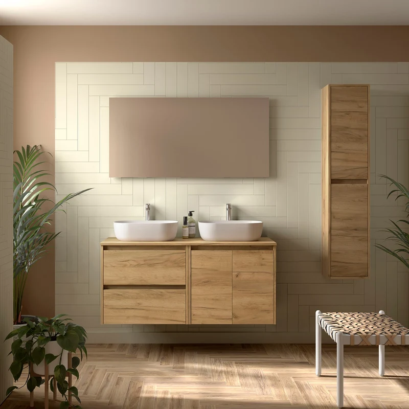Mueble Baño NOJA 120/140cm 2 Puertas + 2 Cajones + Encimera | Almacenaje Máximo | 10 Acabados Premium