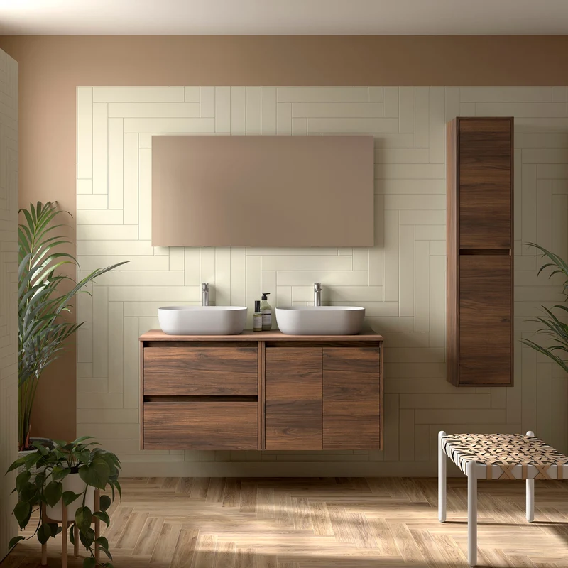 Mueble Baño NOJA 120/140cm 2 Puertas + 2 Cajones + Encimera | Almacenaje Máximo | 10 Acabados Premium