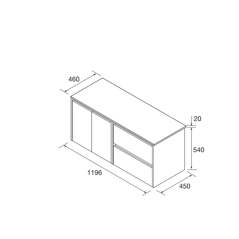 Mueble Baño NOJA 120/140cm 2 Puertas + 2 Cajones + Encimera | Almacenaje Máximo | 10 Acabados Premium