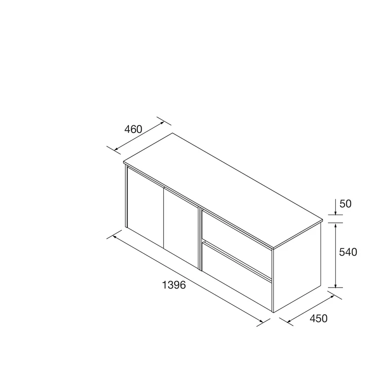 Mueble Baño NOJA 120/140cm 2 Puertas + 2 Cajones + Encimera | Almacenaje Máximo | 10 Acabados Premium