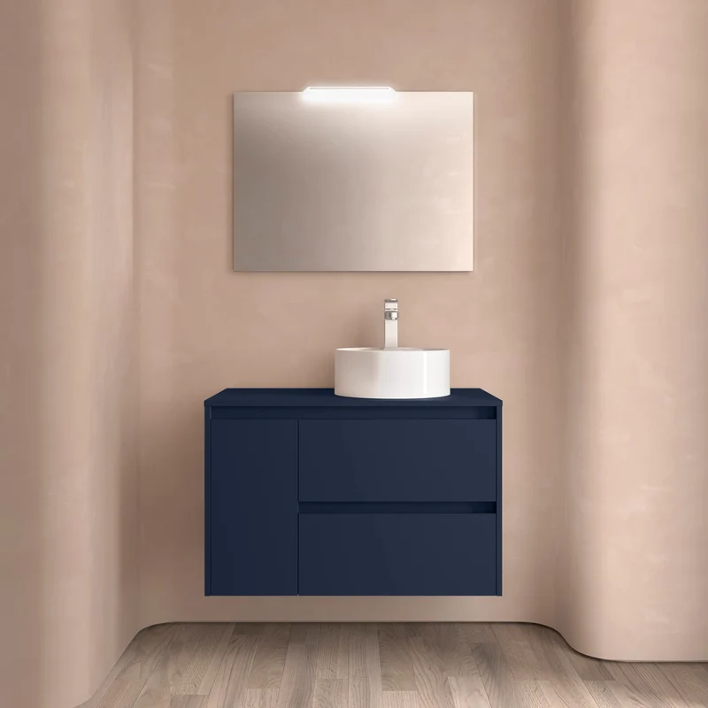 Mueble Baño NOJA 90cm | 2 Cajones + 1 Puerta + Encimera | Almacenaje Híbrido | 10 Acabados Premium