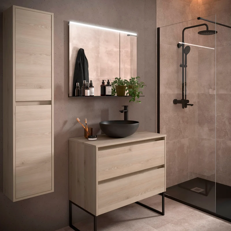 Mueble Baño NOJA 2 Cajones + Encimera | de 60 a 140cm en 10 Acabados Premium