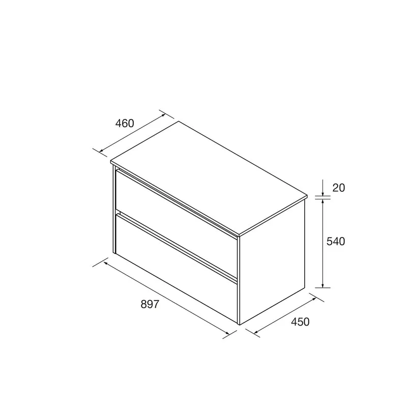 Mueble Baño NOJA 2 Cajones + Encimera | de 60 a 140cm en 10 Acabados Premium
