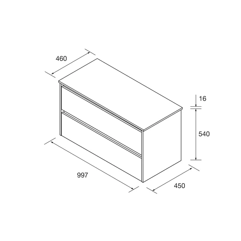 Mueble Baño NOJA 2 Cajones + Encimera | de 60 a 140cm en 10 Acabados Premium