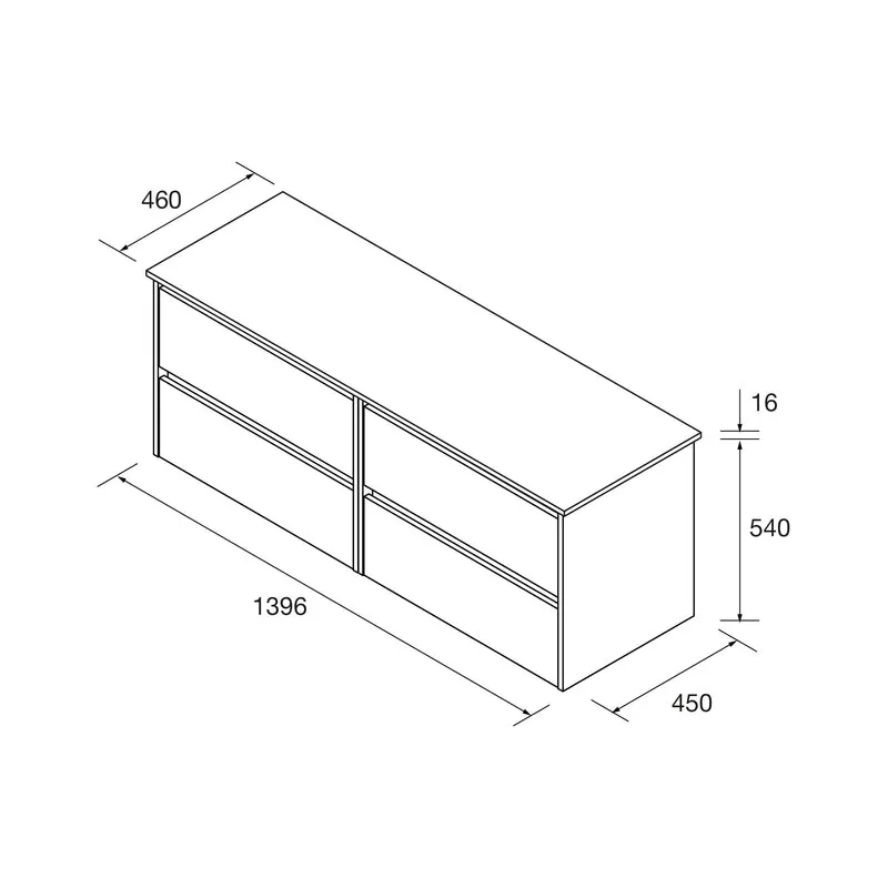 Mueble Baño NOJA 2 Cajones + Encimera | de 60 a 140cm en 10 Acabados Premium