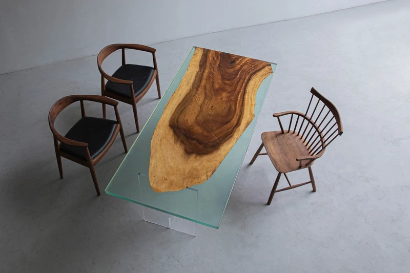 Serenity Natural Wood Ocean Epoxy Resin Table
