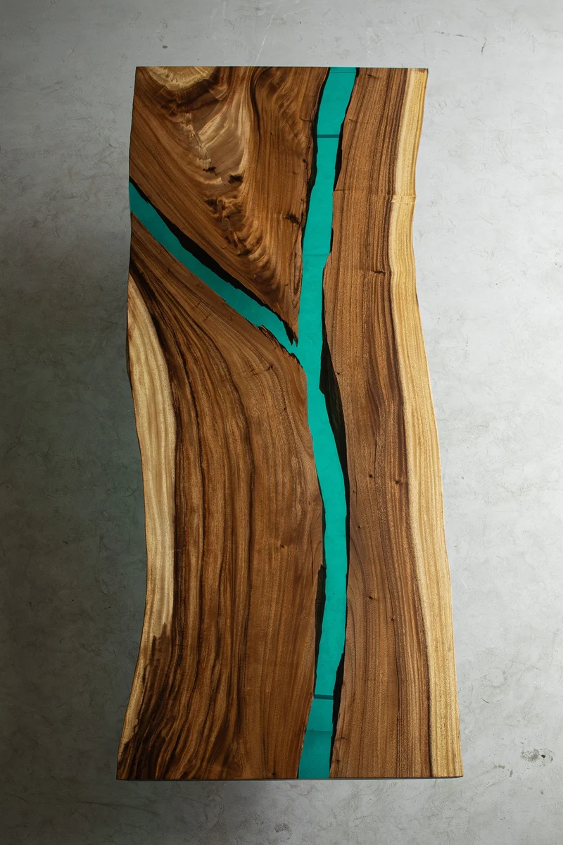 Custom Handmade Resin River Table in Japanese Epomik Resin