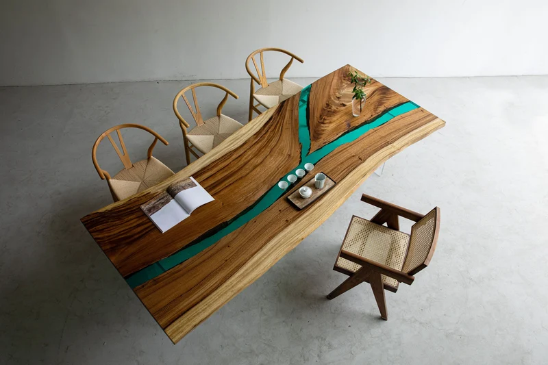 Custom Handmade Resin River Table in Japanese Epomik Resin