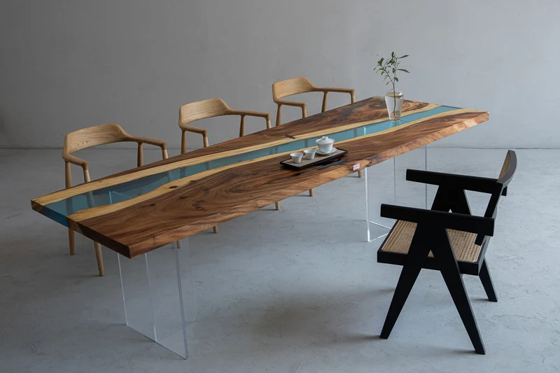 Epoxy Blue River Solid Wood Table