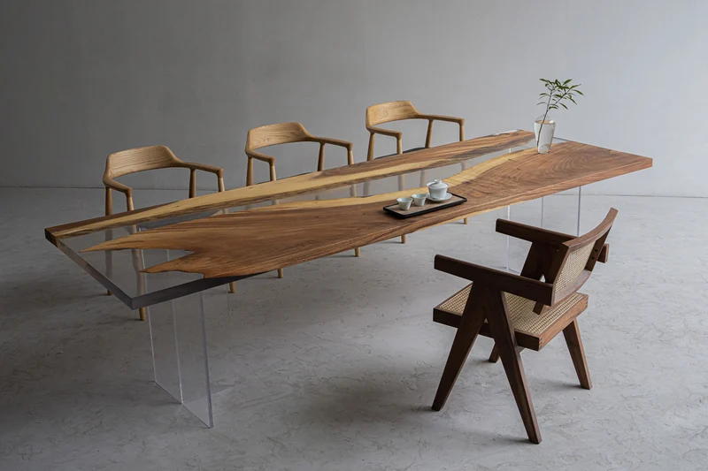 Pinnacle Clear Resin Epoxy Dining Table