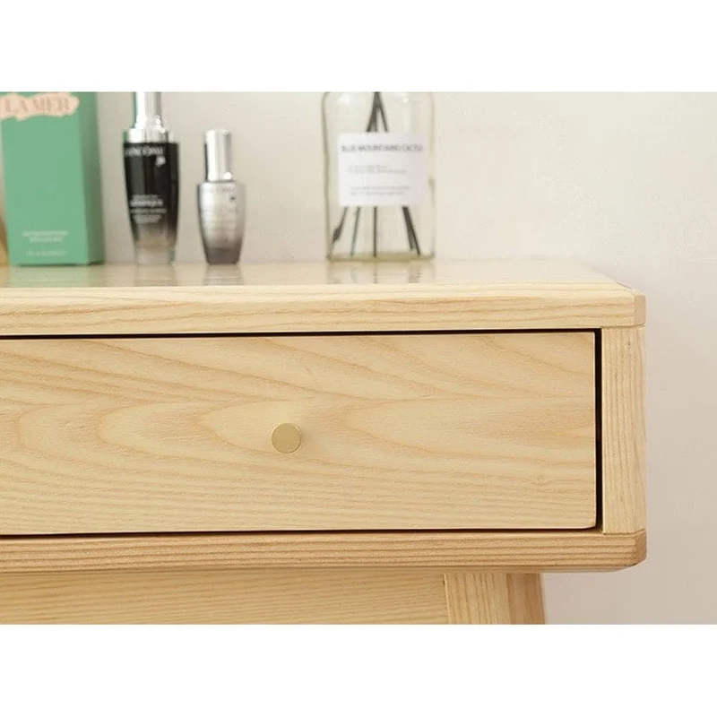 White Ash Wood Makeup Table Vanity with Mirror