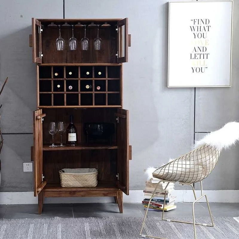Midcentury Freestanding Wine Liquor Bar Cabinet