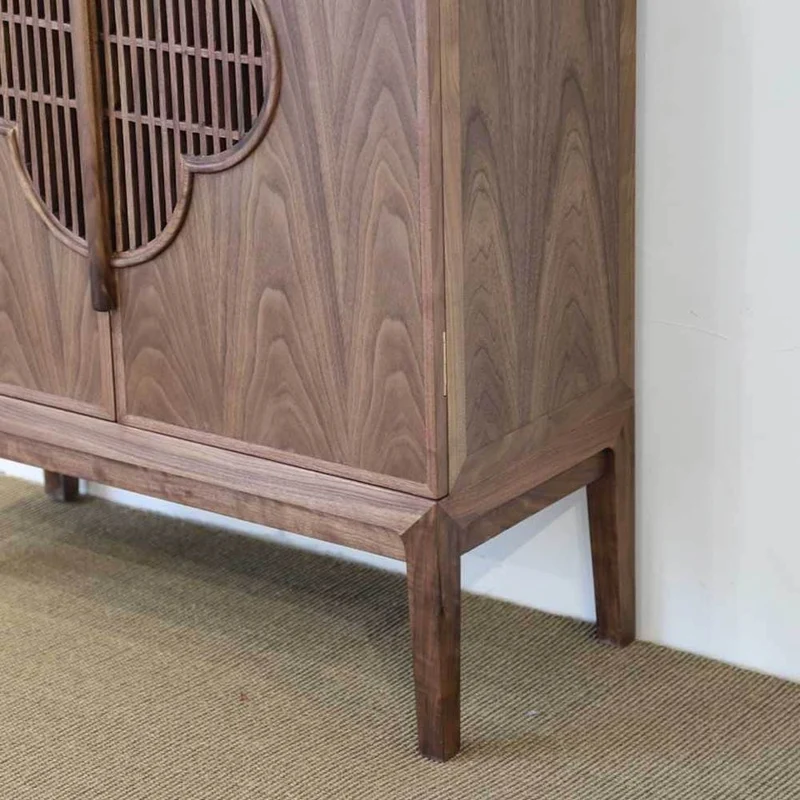 Four Leaf Clover Black Walnut Wood Cabinet
