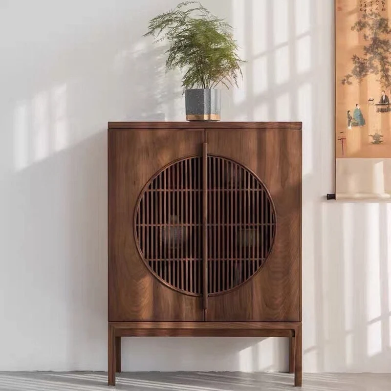 Elemental Modern Eclectic Elegant Walnut Storage Cabinet