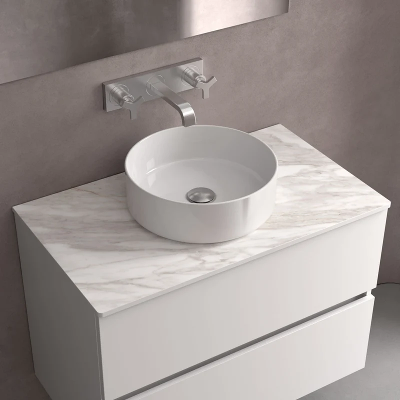 Lavabo de posar KANDY, Porcelana Blanca Ø 360 x 120 mm