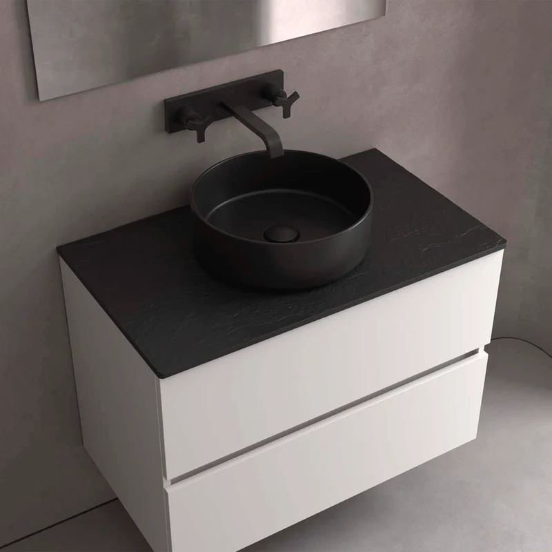 Lavabo de posar KANDY, Porcelana Blanca Ø 360 x 120 mm