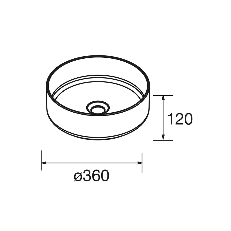 Lavabo de posar KANDY, Porcelana Blanca Ø 360 x 120 mm