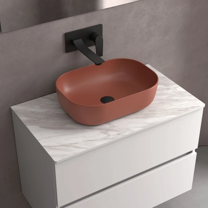 Lavabo de posar CARLA, Porcelana Blanca Ø 360 x 105 mm. 4 Colores