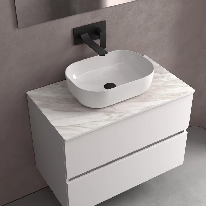 Lavabo de posar CARLA, Porcelana Blanca Ø 360 x 105 mm. 4 Colores