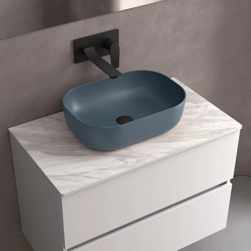 Lavabo de posar CARLA, Porcelana Blanca Ø 360 x 105 mm. 4 Colores