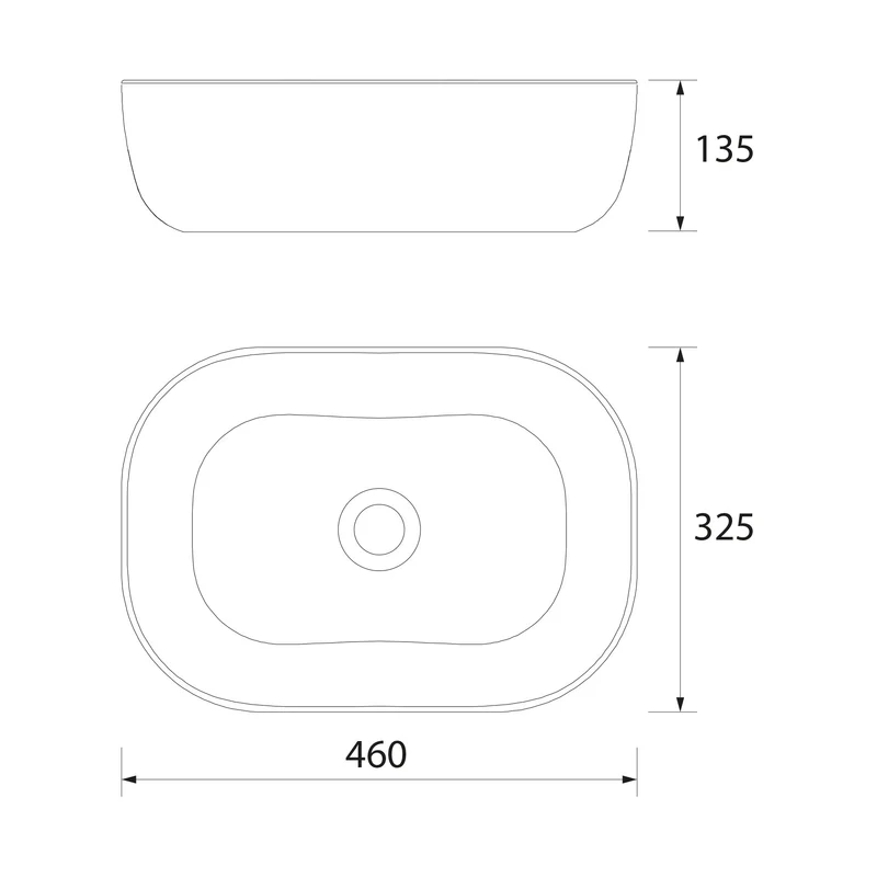 Lavabo de posar CARLA, Porcelana Blanca Ø 360 x 105 mm. 4 Colores