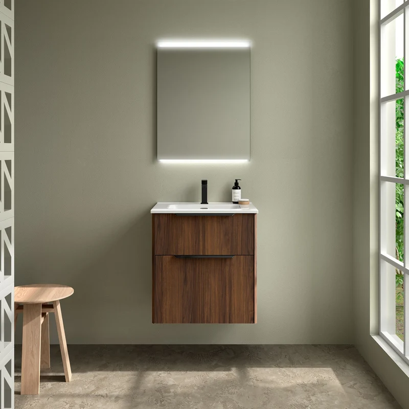 Mueble Baño LUVA 2 Cajones + Lavabo IBON | Diseño Ángulo Único | 60-100cm | Cajón XL