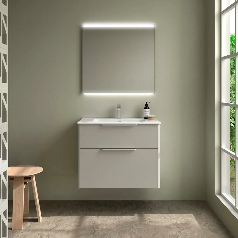 Conjunto LUVA 2 Cajones + Lavabo IBON + Espejo BLOCK | Diseño Arquitectónico | de 60 a 120 cm