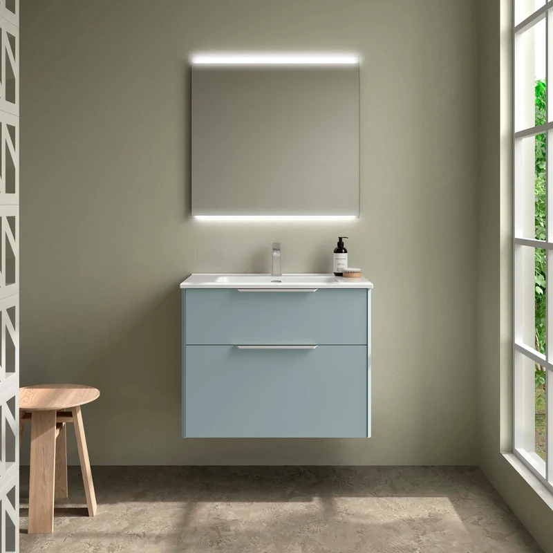 Conjunto LUVA 2 Cajones + Lavabo IBON + Espejo BLOCK | Diseño Arquitectónico | de 60 a 120 cm