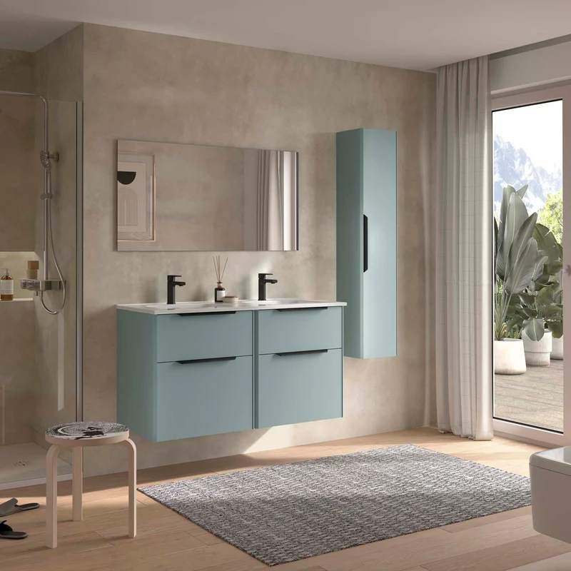 Conjunto LUVA 2 Cajones + Lavabo IBON + Espejo BLOCK | Diseño Arquitectónico | de 60 a 120 cm