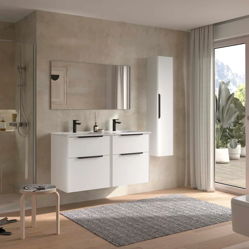 Conjunto LUVA 2 Cajones + Lavabo IBON + Espejo BLOCK | Diseño Arquitectónico | de 60 a 120 cm