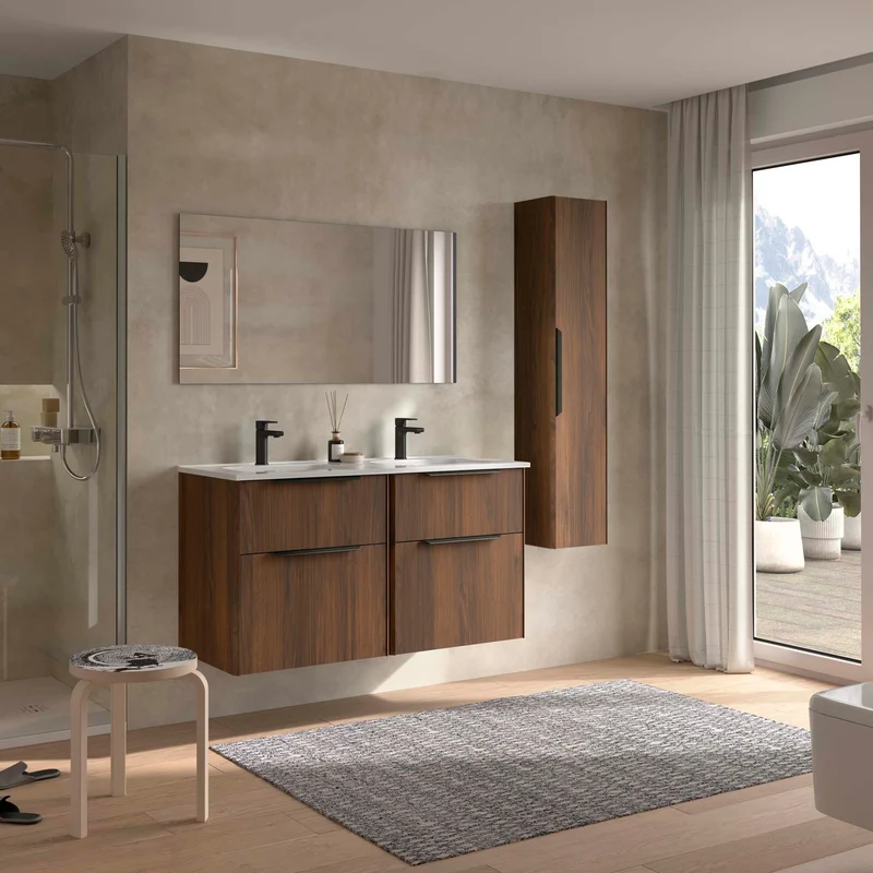 Conjunto LUVA 2 Cajones + Lavabo IBON + Espejo BLOCK | Diseño Arquitectónico | de 60 a 120 cm
