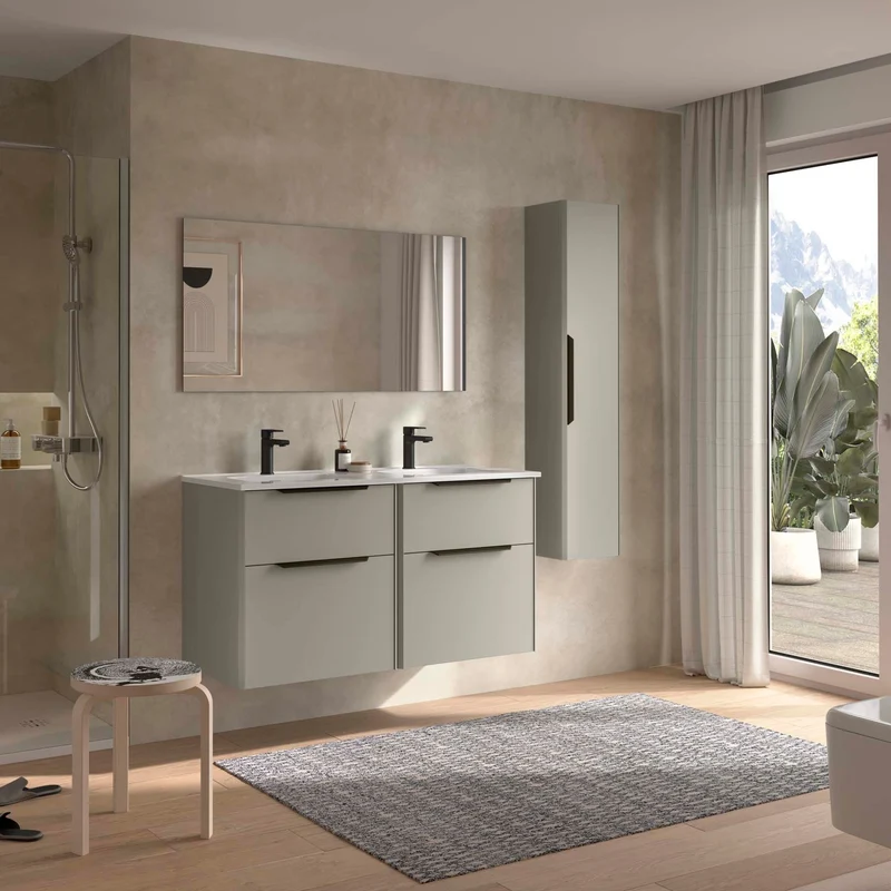 Conjunto LUVA 2 Cajones + Lavabo IBON + Espejo BLOCK | Diseño Arquitectónico | de 60 a 120 cm