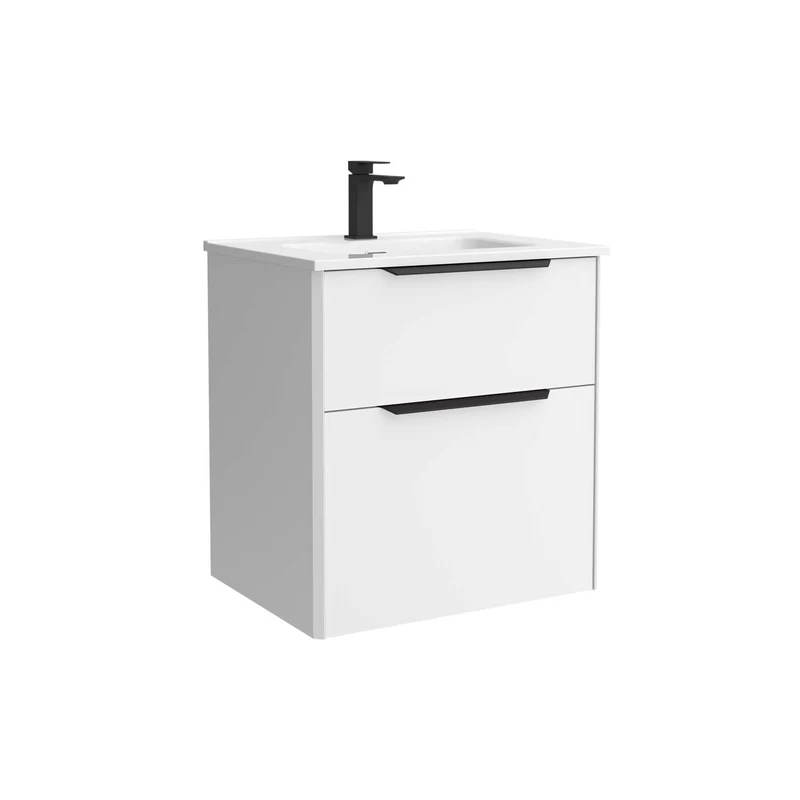 Mueble de baño LUVA 2 Cajones + Lavabo IBON + Espejo NORA | 3 Medidas | Cajón XL