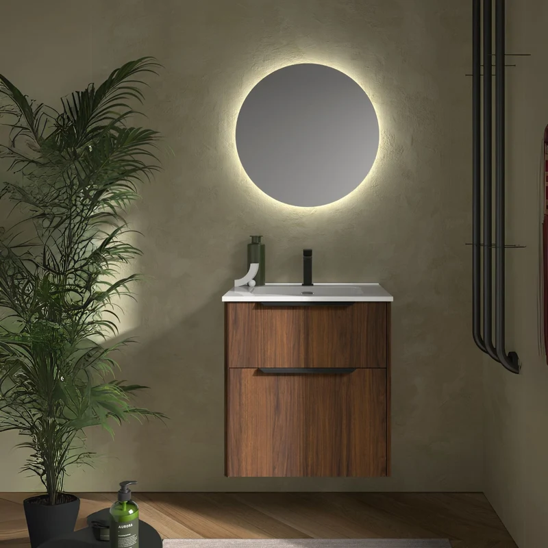 Mueble de baño LUVA 2 Cajones + Lavabo IBON + Espejo NORA | 3 Medidas | Cajón XL