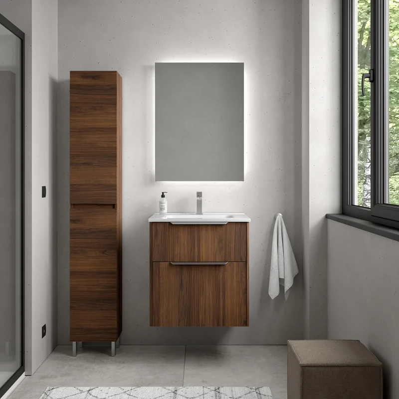 Conjunto LUVA 2 Cajones + Lavabo IBON + Espejo BLOCK | Diseño Arquitectónico | de 60 a 120 cm