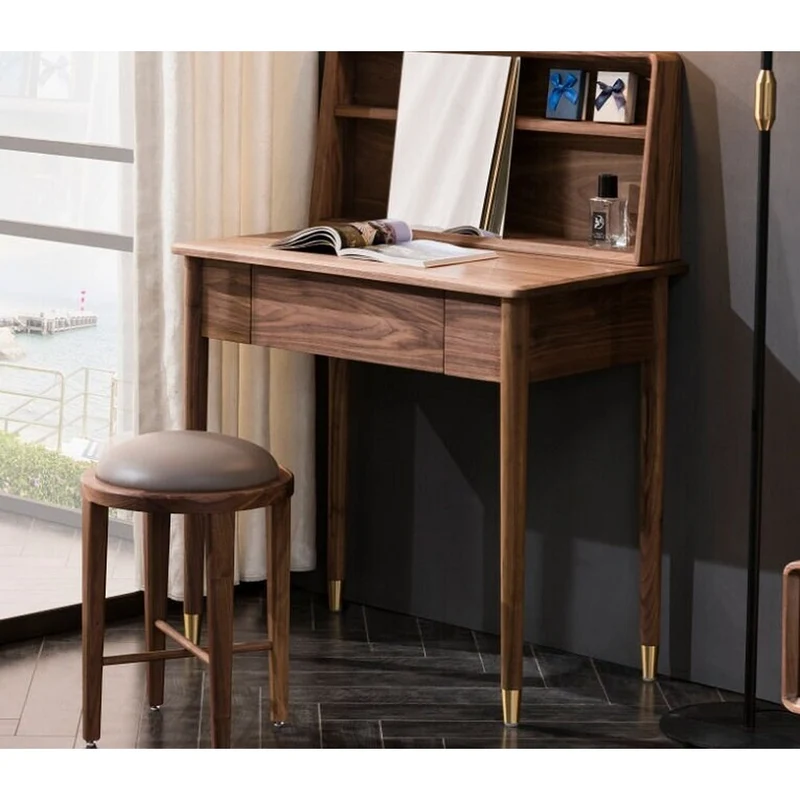 Rustic Makeup Vanity Set Table with Stool