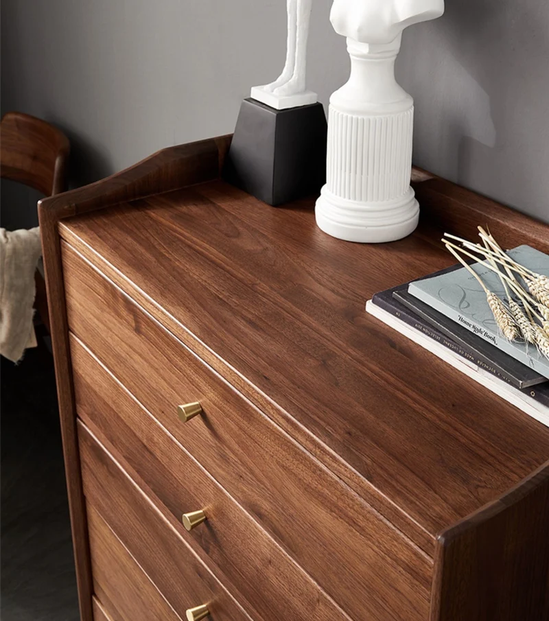 Vertex Minimalist Chest of 5 Drawers Commode Made of Black Walnut Wood