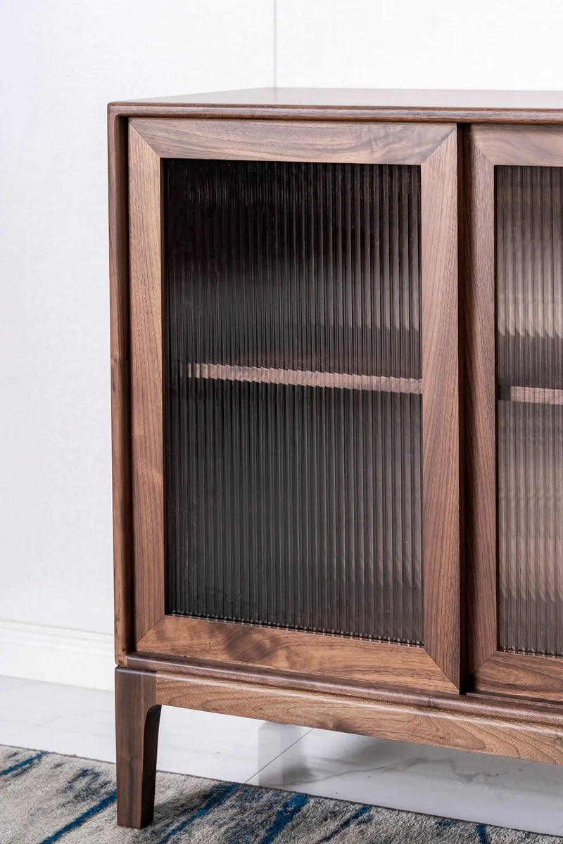 Solid Walnut Wood Storage Cupboard With 4 Drawers