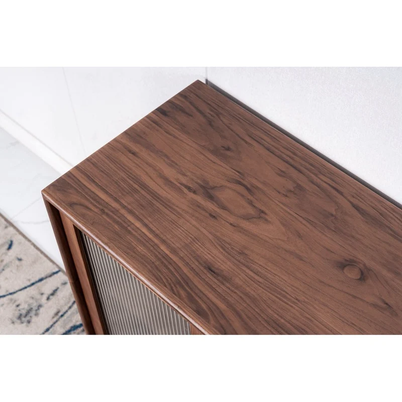 Solid Walnut Wood Storage Cupboard With 4 Drawers