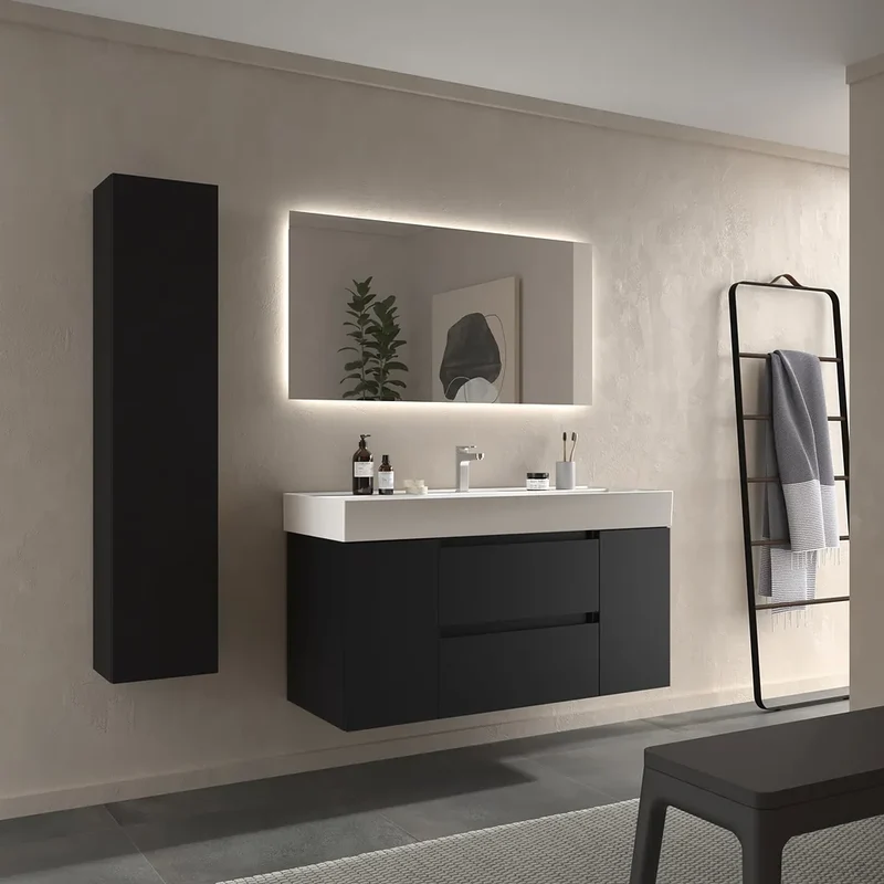 Mueble de Baño con Lavabo Salgar Bequia Plus 120 cm Negro Mate