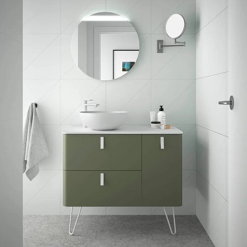 Mueble de Baño con Patas Lavabo sobre Encimera Salgar Uniiq 120 cm Verde Bosque